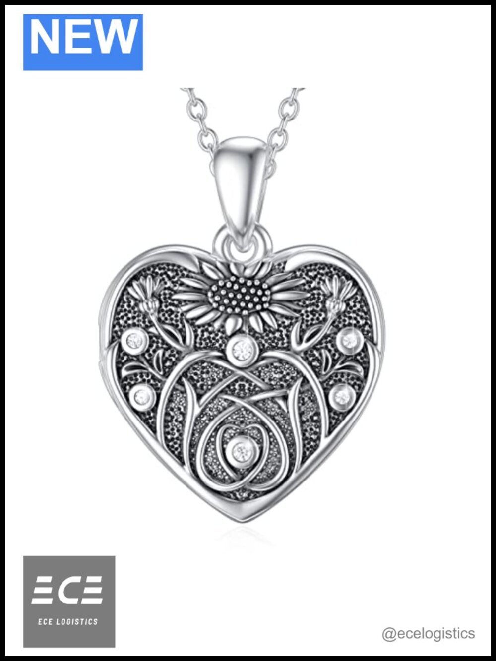 S925 Sterling Silver Daisy Locket Necklace Holds 2 Pictures